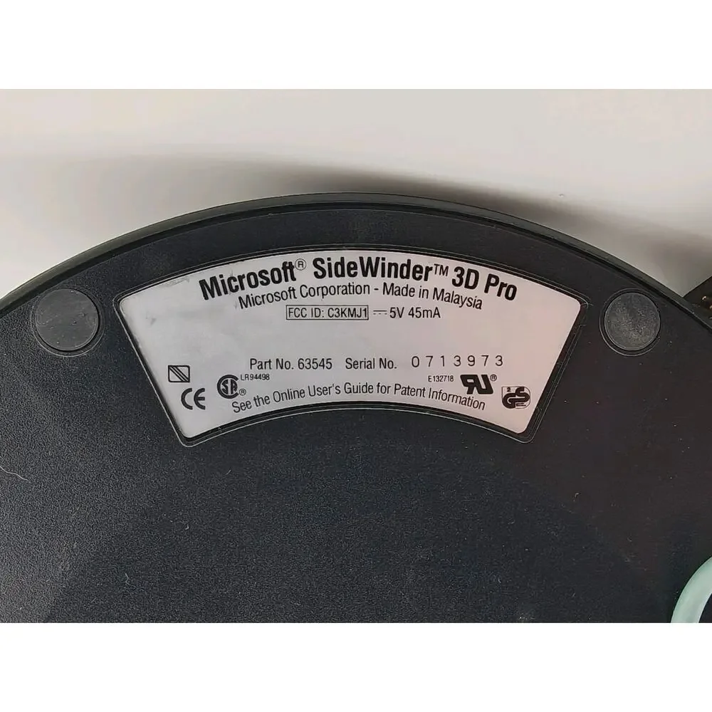 Vintage Microsoft SideWinder 3D Pro PC Joystick Part 63545 Gameport Flight Stick